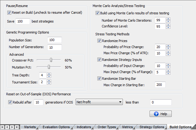 Monte Carlo stress testing options for mean reversion trading strategies