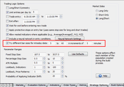 Including bar size as a build parameter.