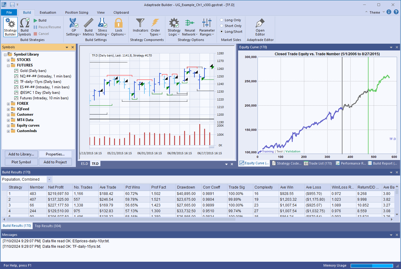 Adaptrade Builder main window